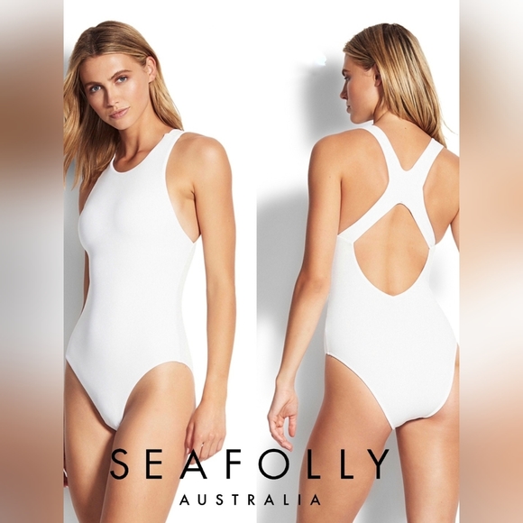 Seafolly Other - Seafolly White Wave Textured One-piece Swimsuit Size 10